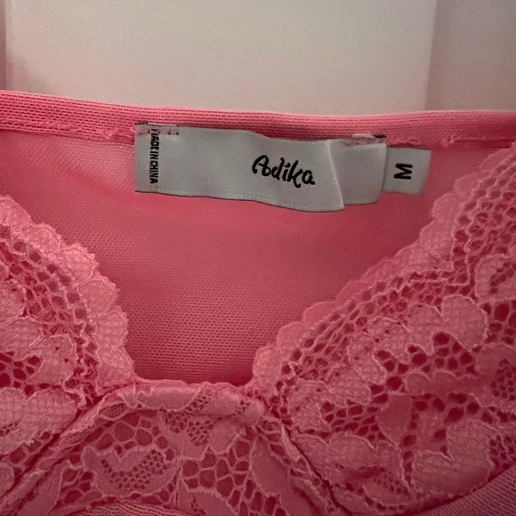 Adika Pink Lace Corset Mesh Going Out Tank Top MEDIUM - Picture 2 of 4